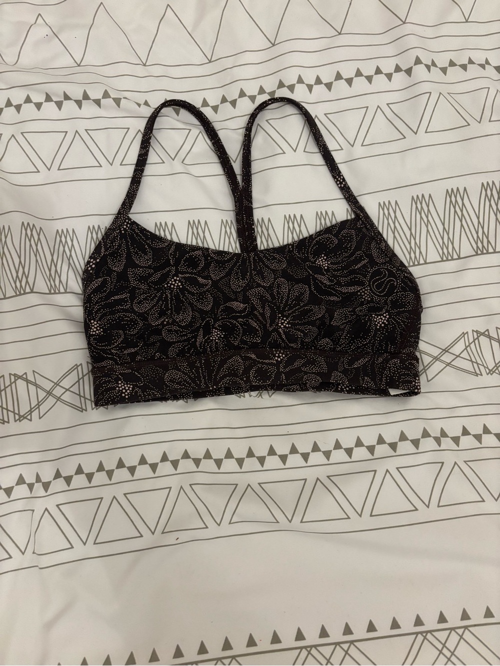lululemon athletica Black Floral Sparkle Sports Bra
